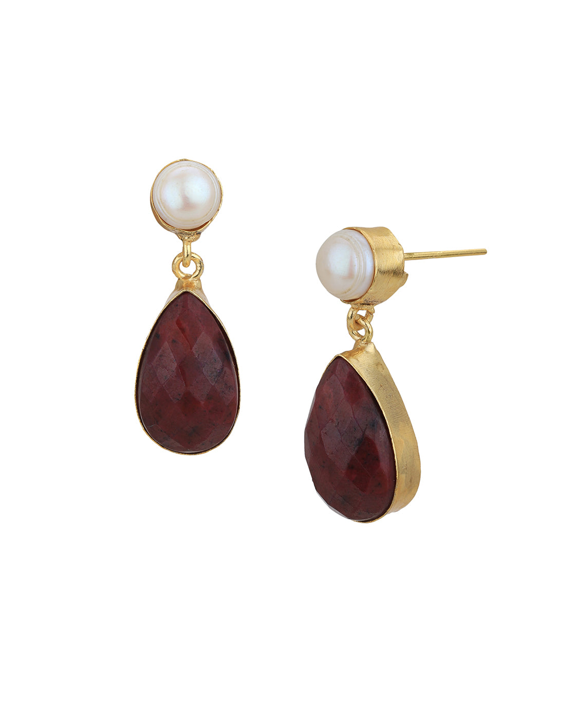 Gold Plated &amp; Quartz Stone Drop Earring for women