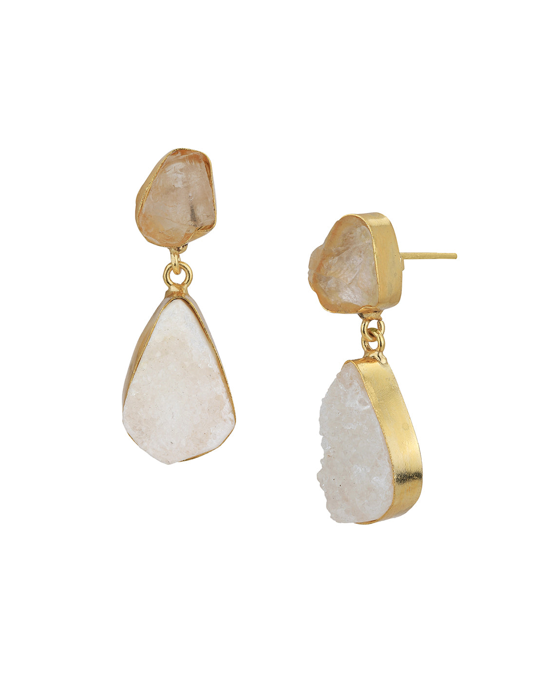 Gold Plated &amp; Agate Stone Drop Earring for women
