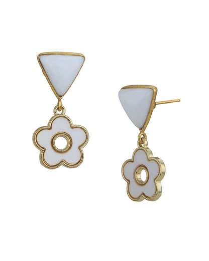 Gold Plated &amp; Agate Stone Floral Drop Earring for women