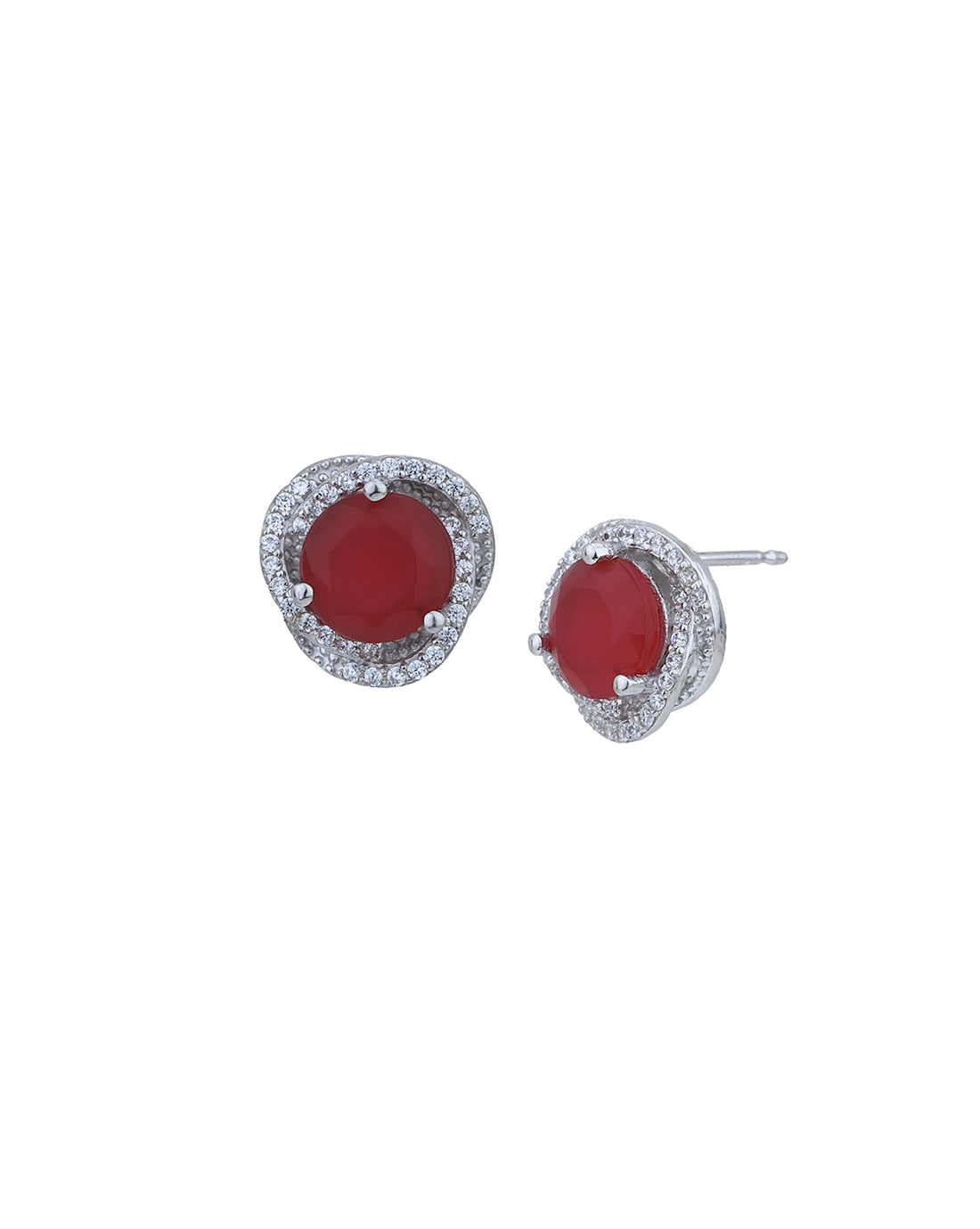 Rhodium Plated with CZ Contemporary Stud Earring for women