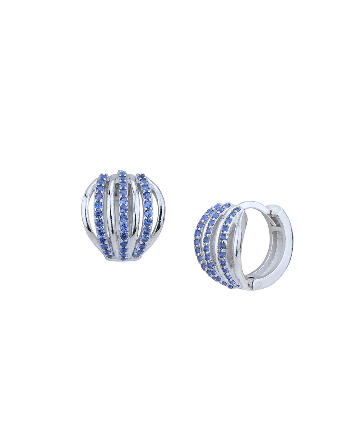 Rhodium Plated with CZ Circular Fancy Hoop Earring for women