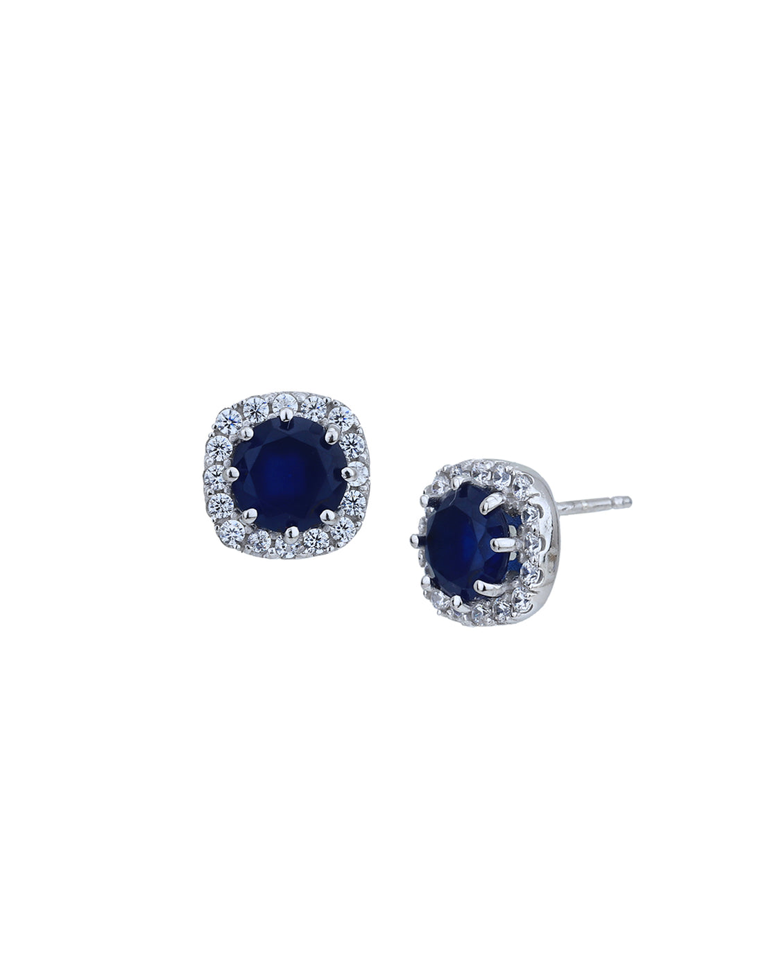 Rhodium Plated with CZ Square Stud Earring for women