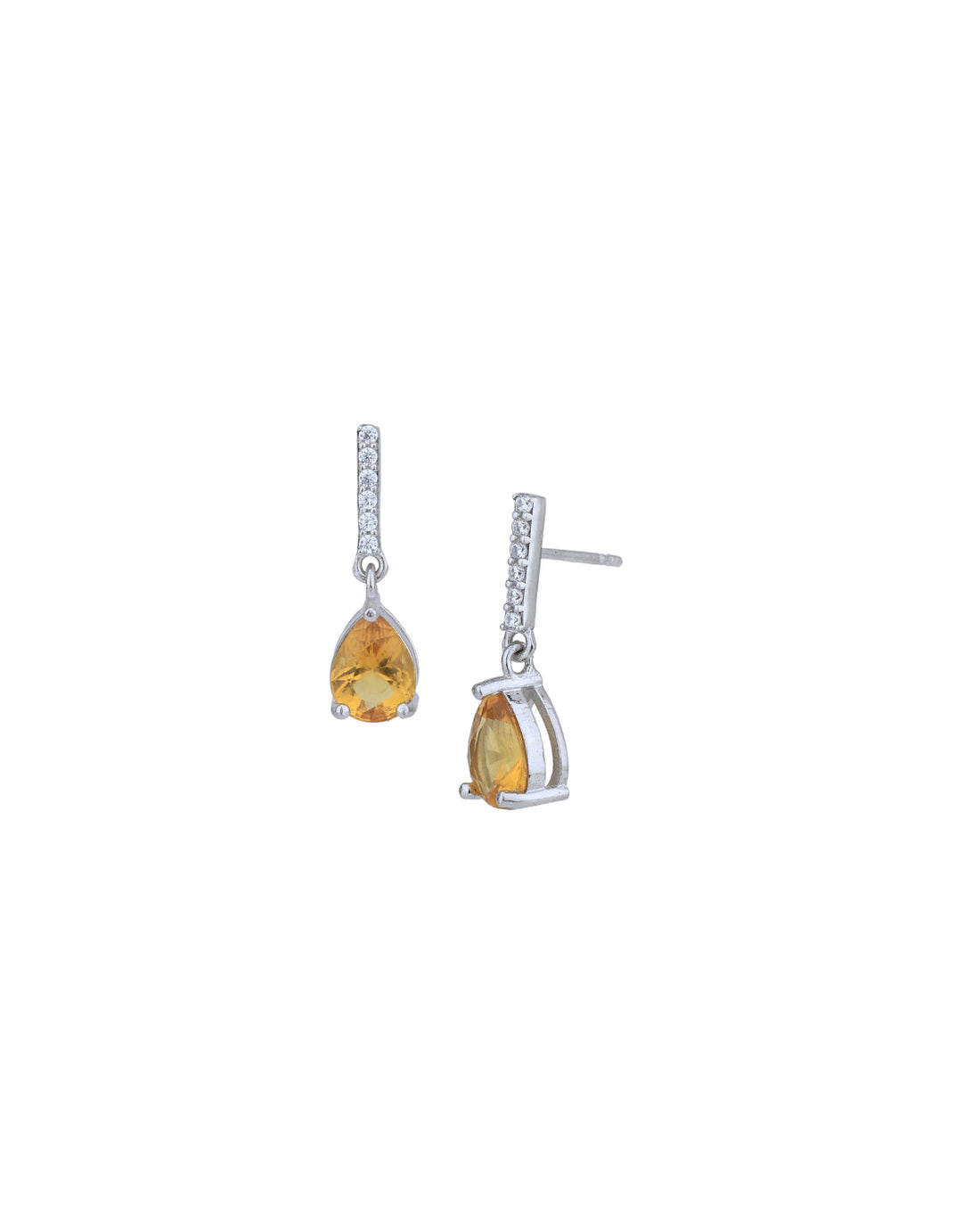 Rhodium Plated with Dangling Solitaire Drop Earring for women