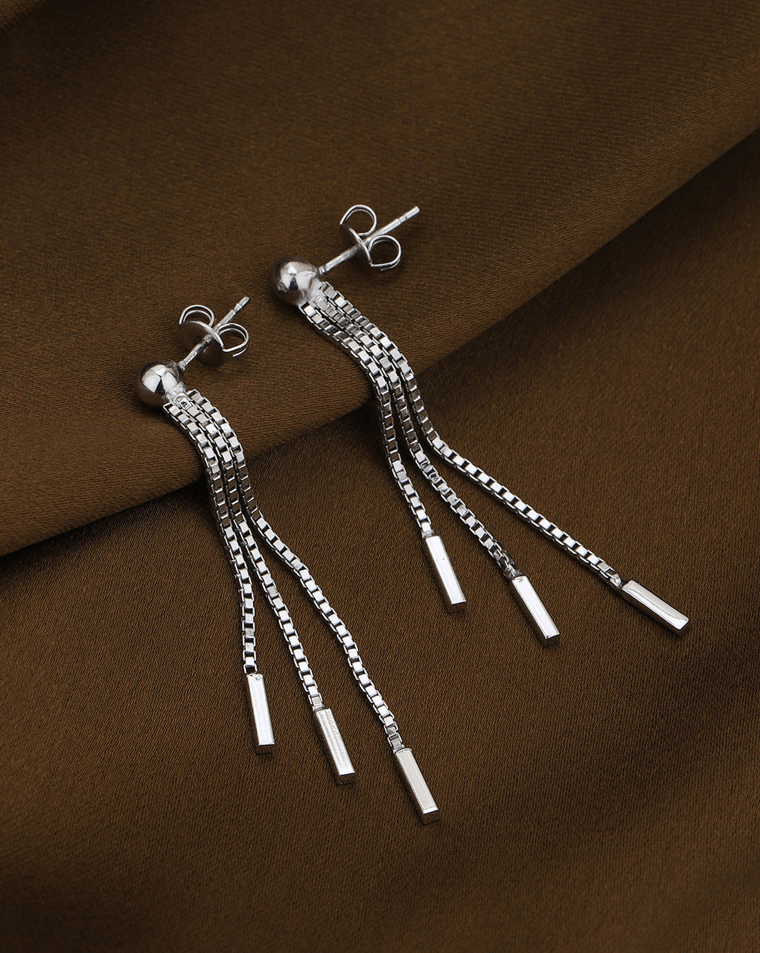 Rhodium Plated Contemporary Drop Earring for women