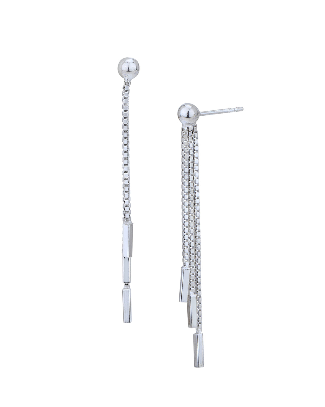 Rhodium Plated Contemporary Drop Earring for women