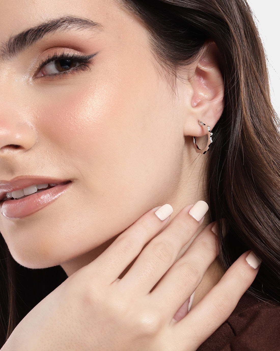 Rhodium Plated Hoop Earring