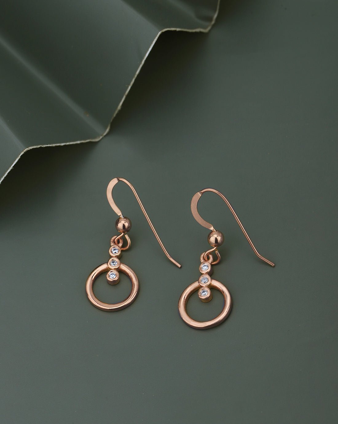 18kt Rose Gold Plated with CZ Drop Earring