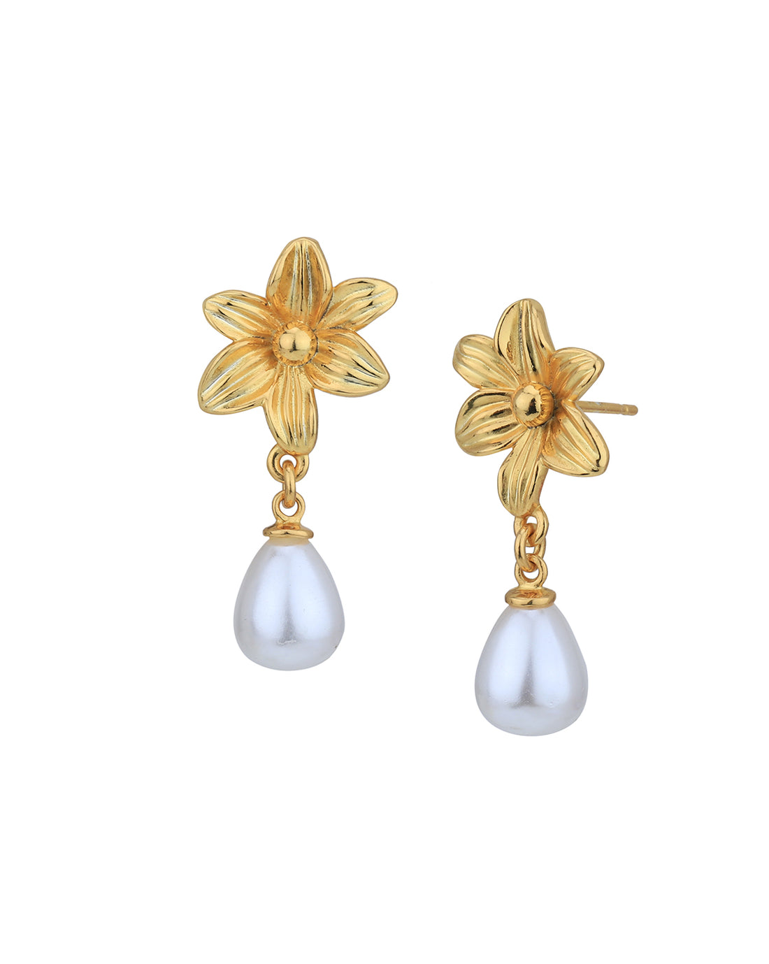 18kt Gold Plated with Pearl Floral Drop Earring