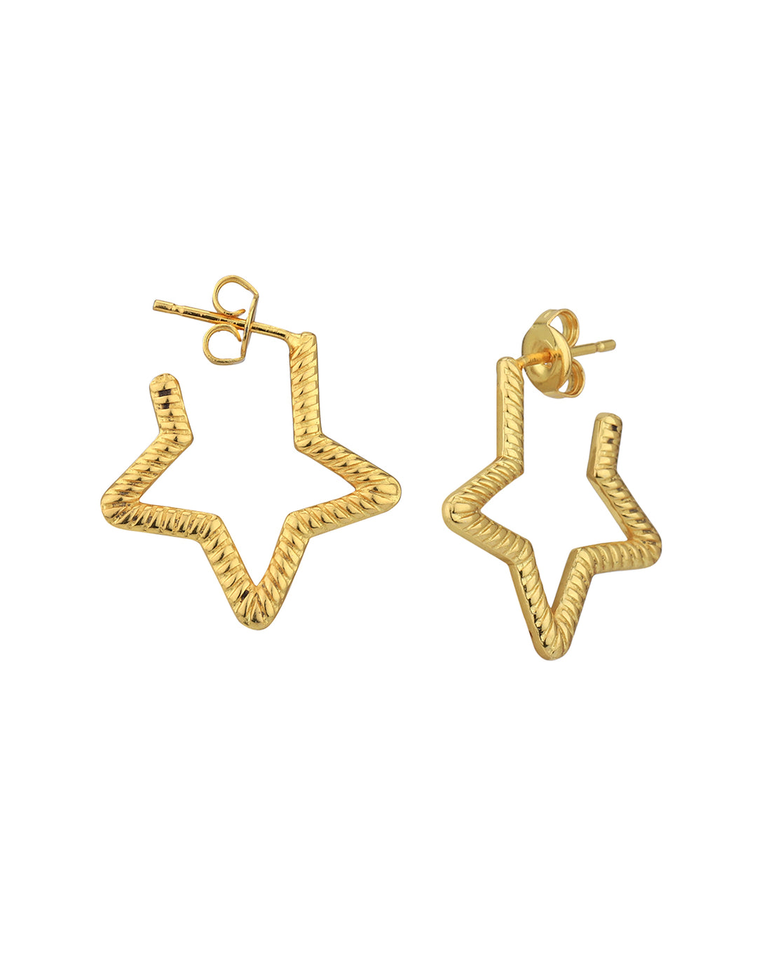 18kt Gold Plated Star Half Hoop Earring