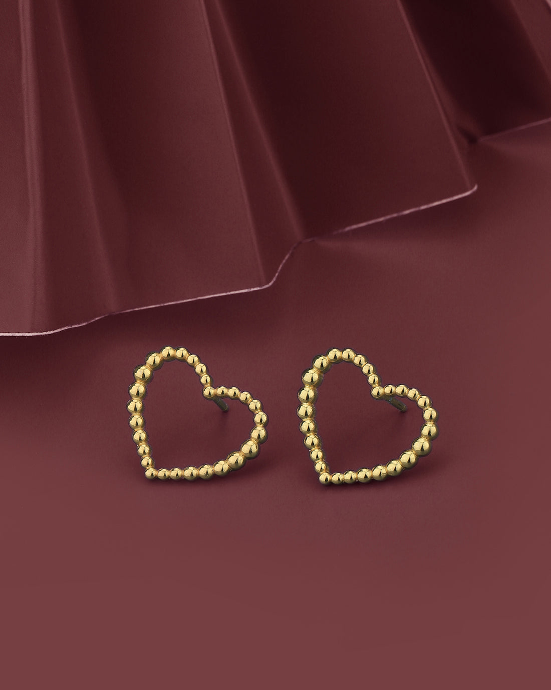 18kt Gold Plated Textured Heart Stud Earring