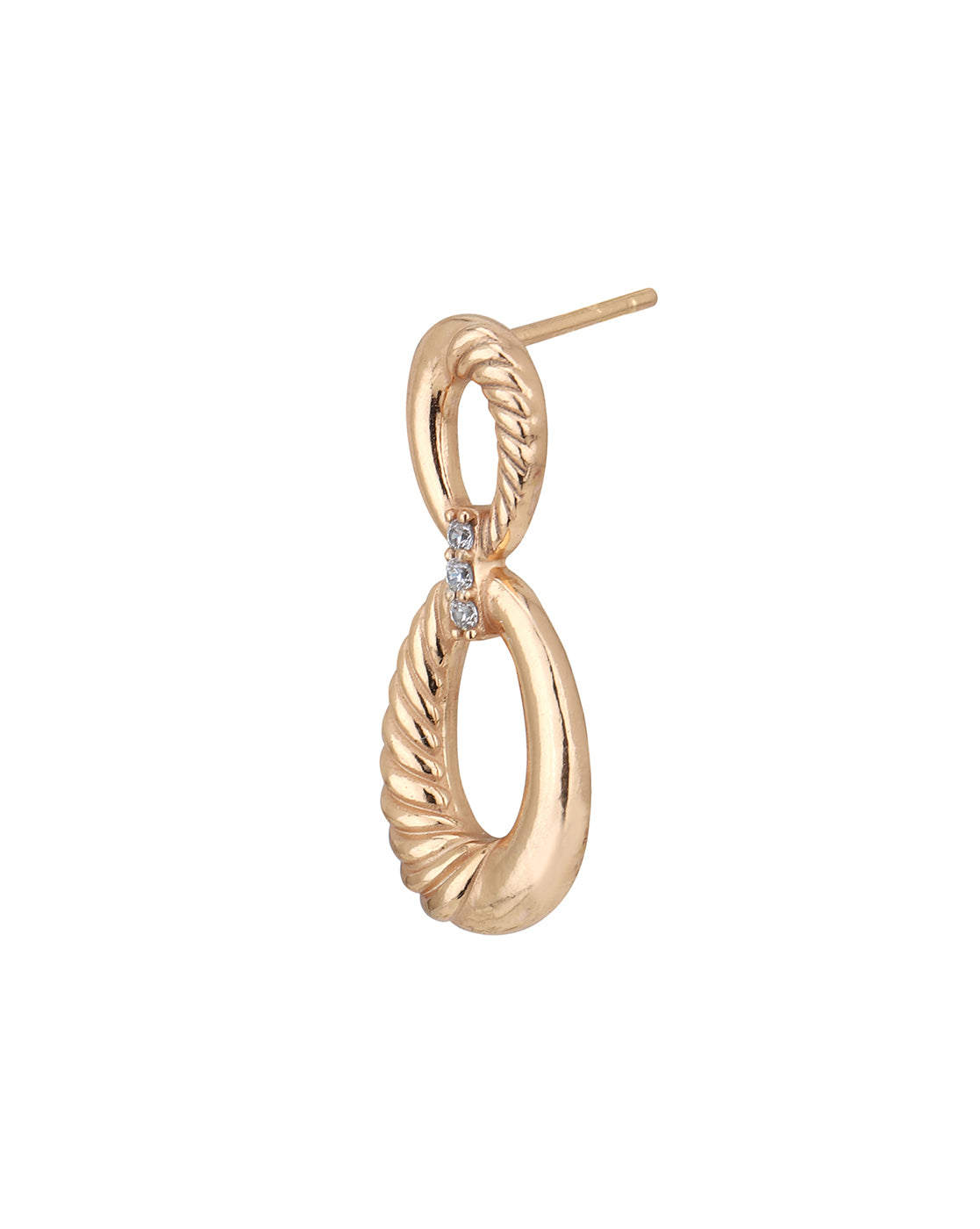 18kt Rose Gold Plated with CZ Contemporary Drop Earring