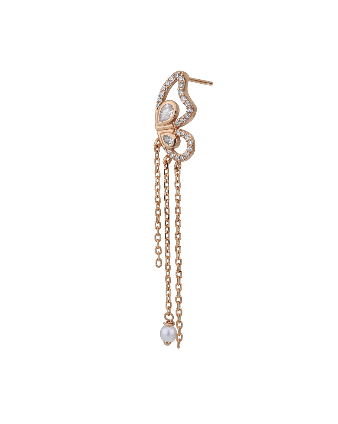 18kt Rose Gold Plated with CZ Butterfly Drop Earring