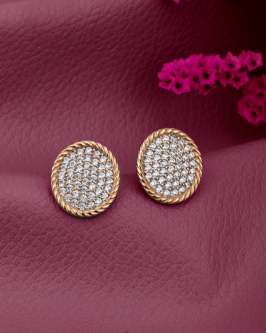 18kt Rose Gold Plated with CZ Fancy Stud Earring