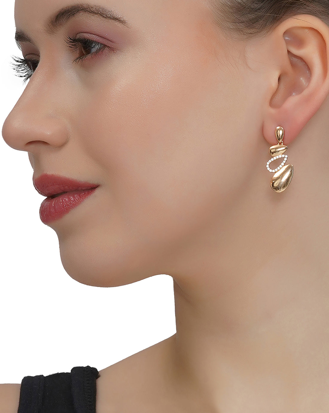 18kt Rose Gold Plated with CZ Contemporary Drop Earring