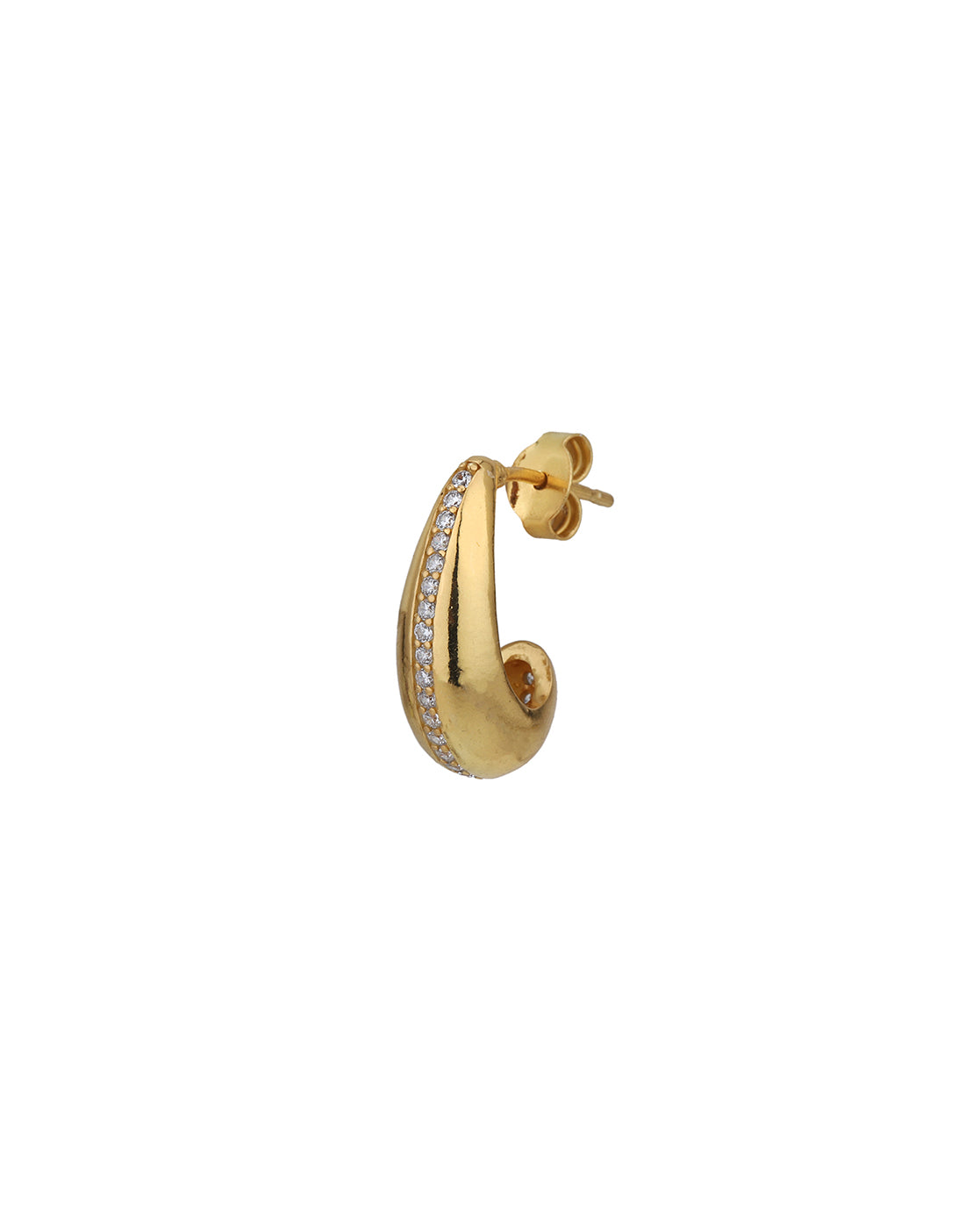 18kt Gold Plated with CZ Fancy Half Hoop Earring