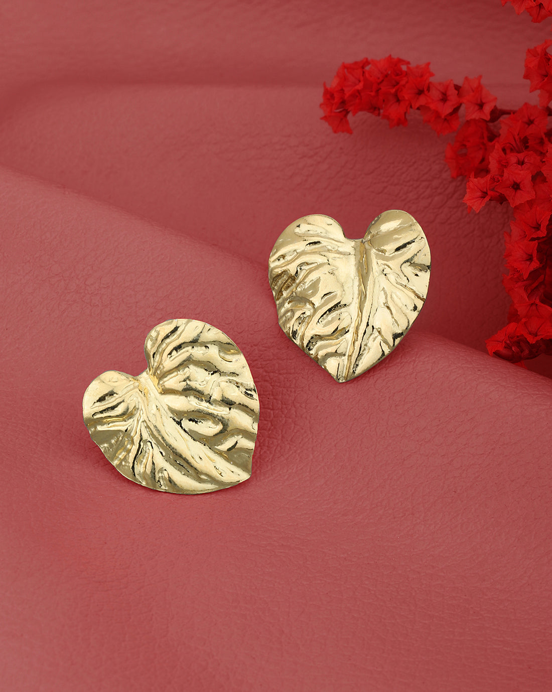 18kt Gold Plated with Heart Bold Stud Earring