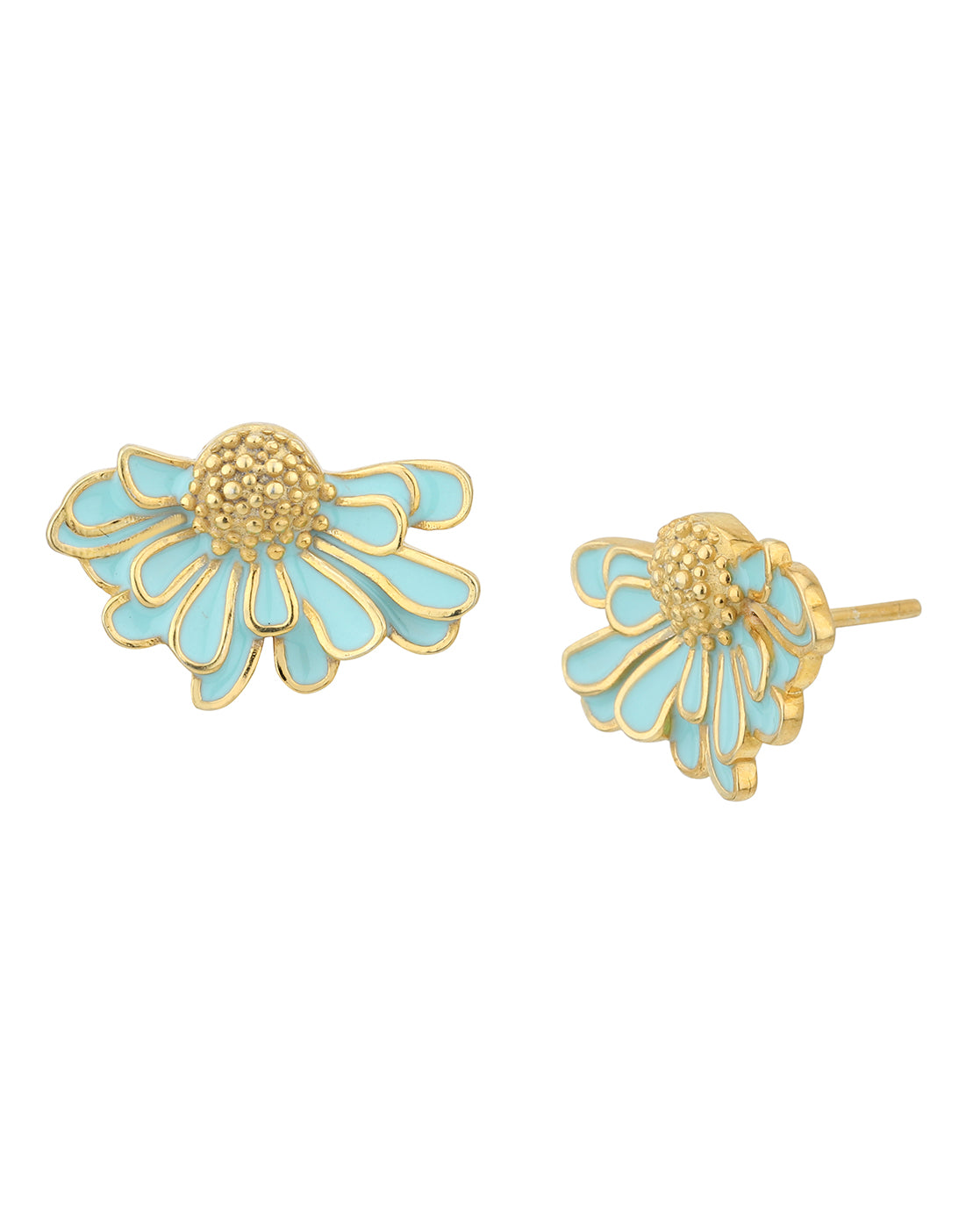 18kt Gold Plated with Enamel Floral Stud Earring