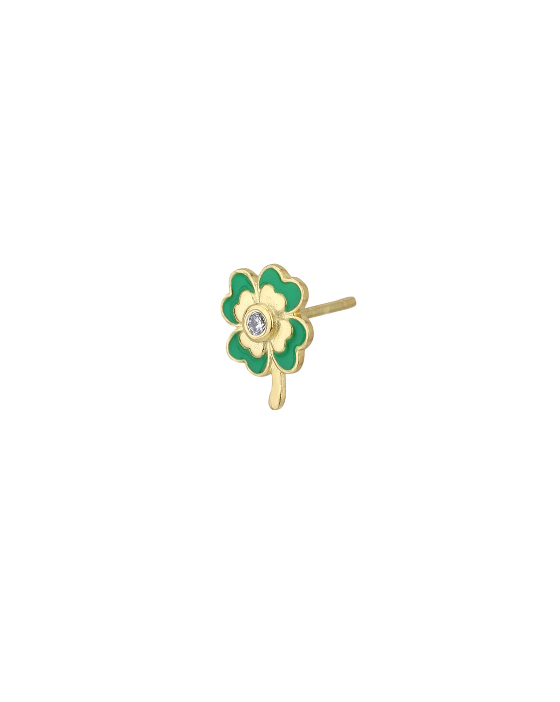 18kt Gold Plated with CZ and Enamel Floral Stud Earring