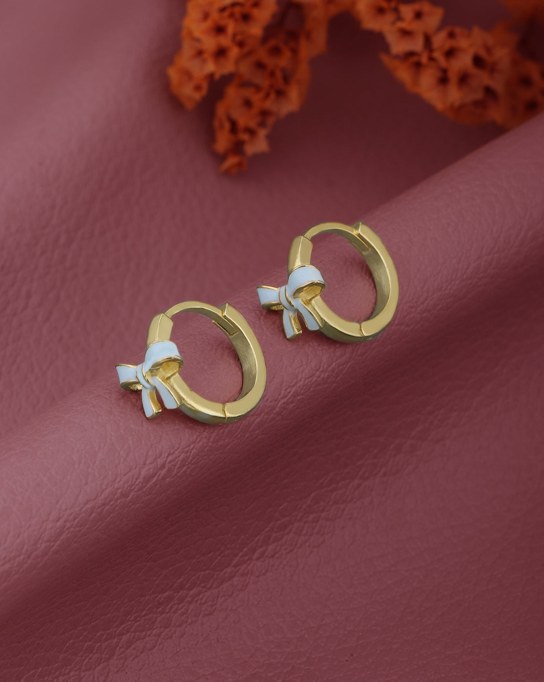 18kt Gold Plated BOW Enamel Hoop Earring