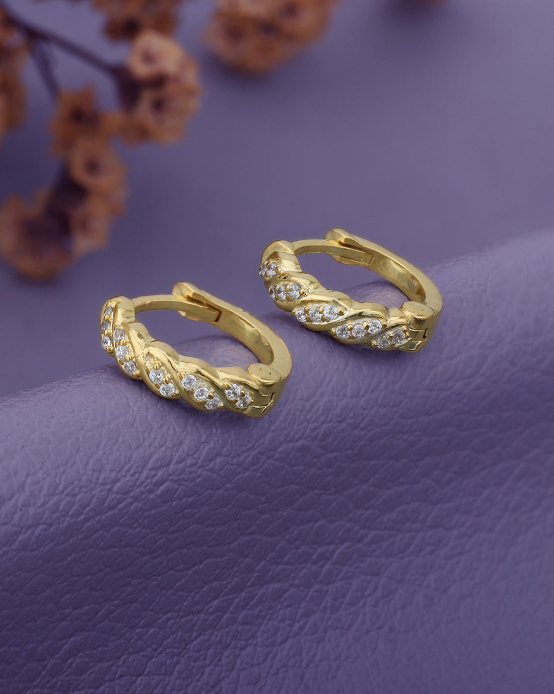 18kt Gold Plated with CZ Circular Hoop Earring