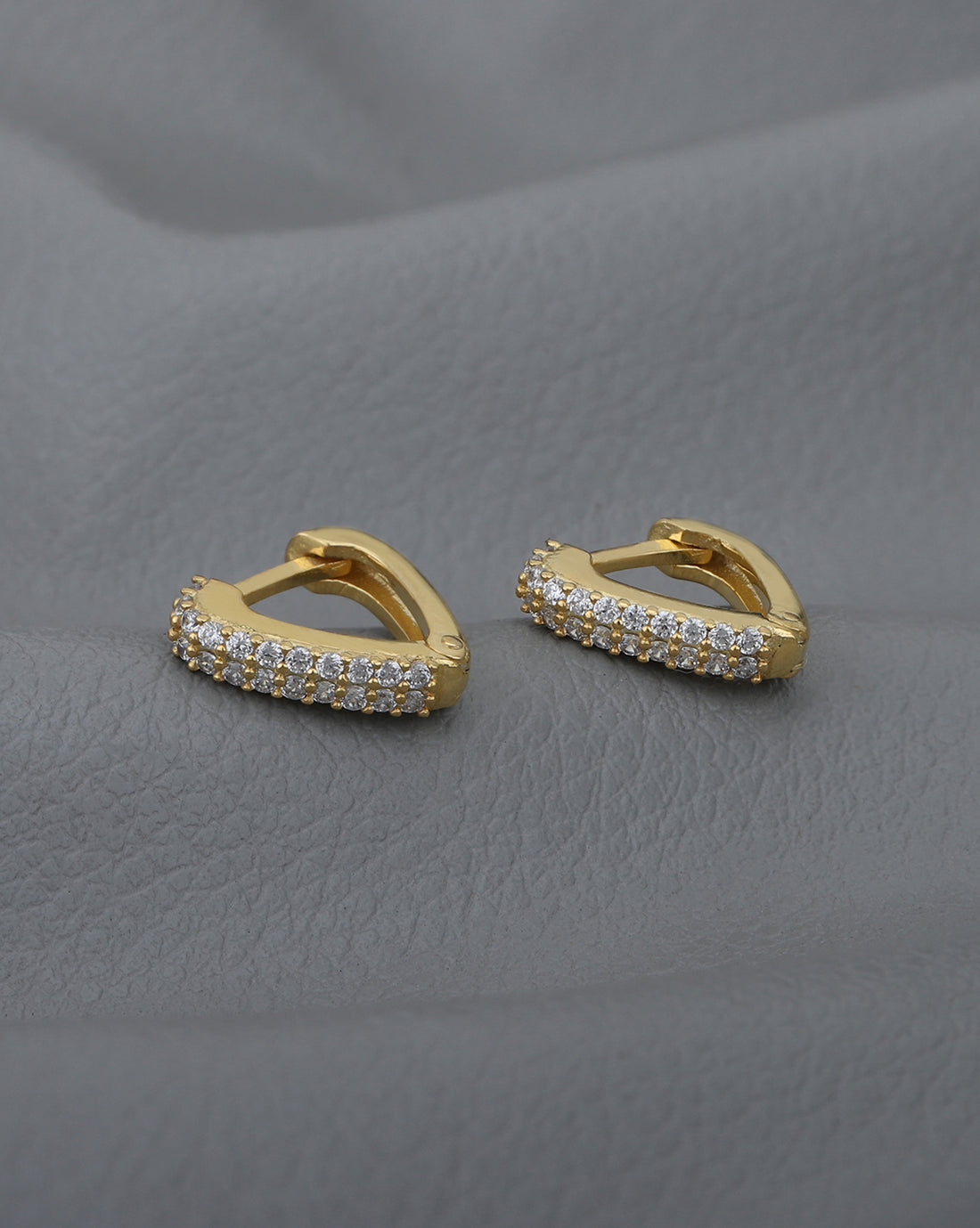18kt Gold Plated with CZ Heart Hoop Earring