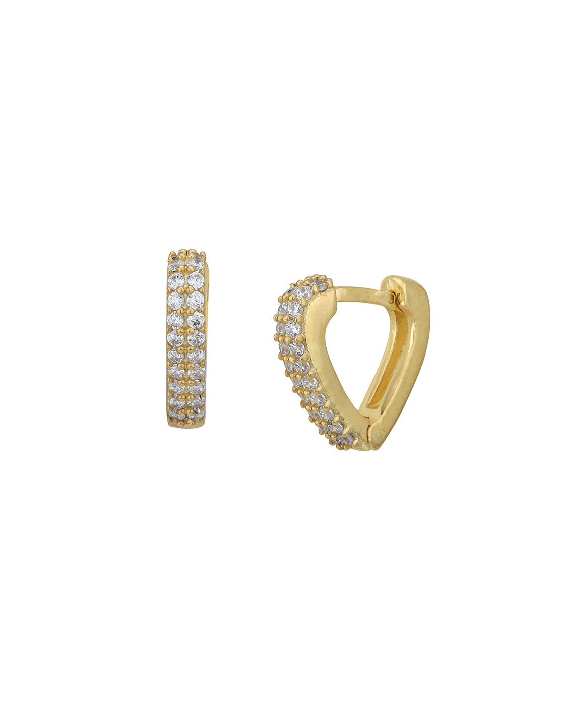18kt Gold Plated with CZ Heart Hoop Earring