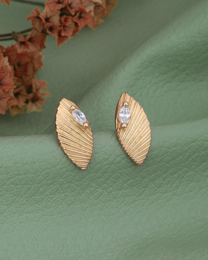 18kt Rose Gold Plated with CZ Oval Stud Earring