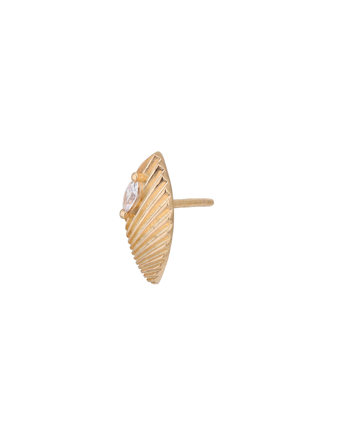 18kt Rose Gold Plated with CZ Oval Stud Earring