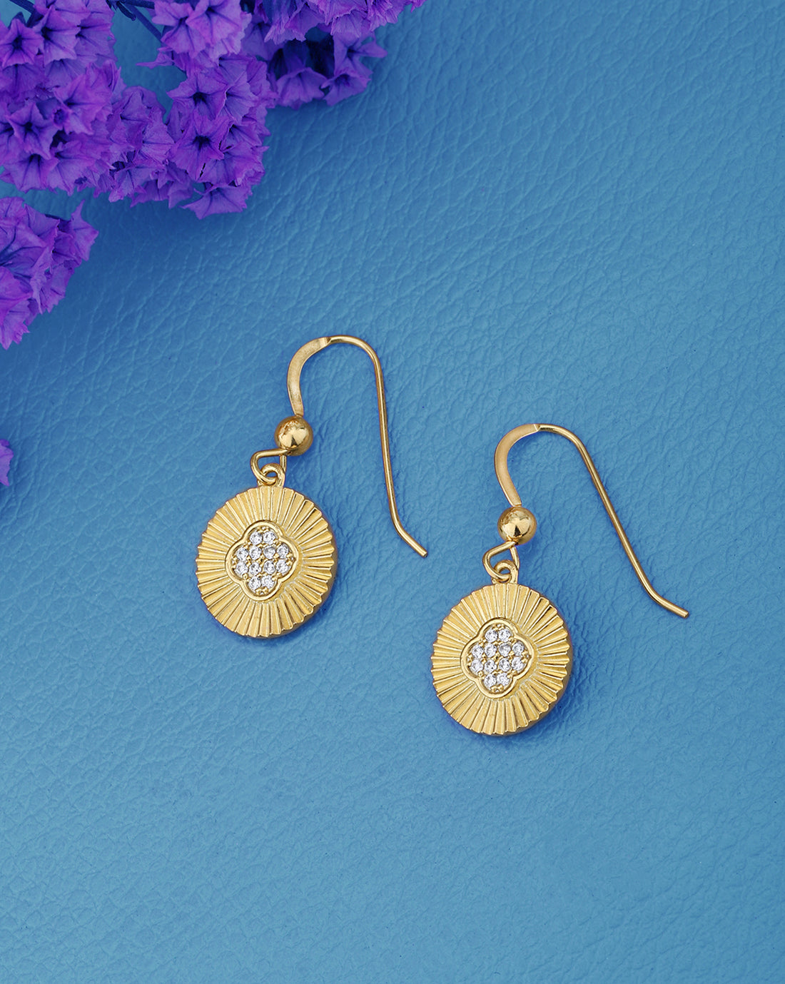 18kt Gold Plated with CZ Circular Drop Earring