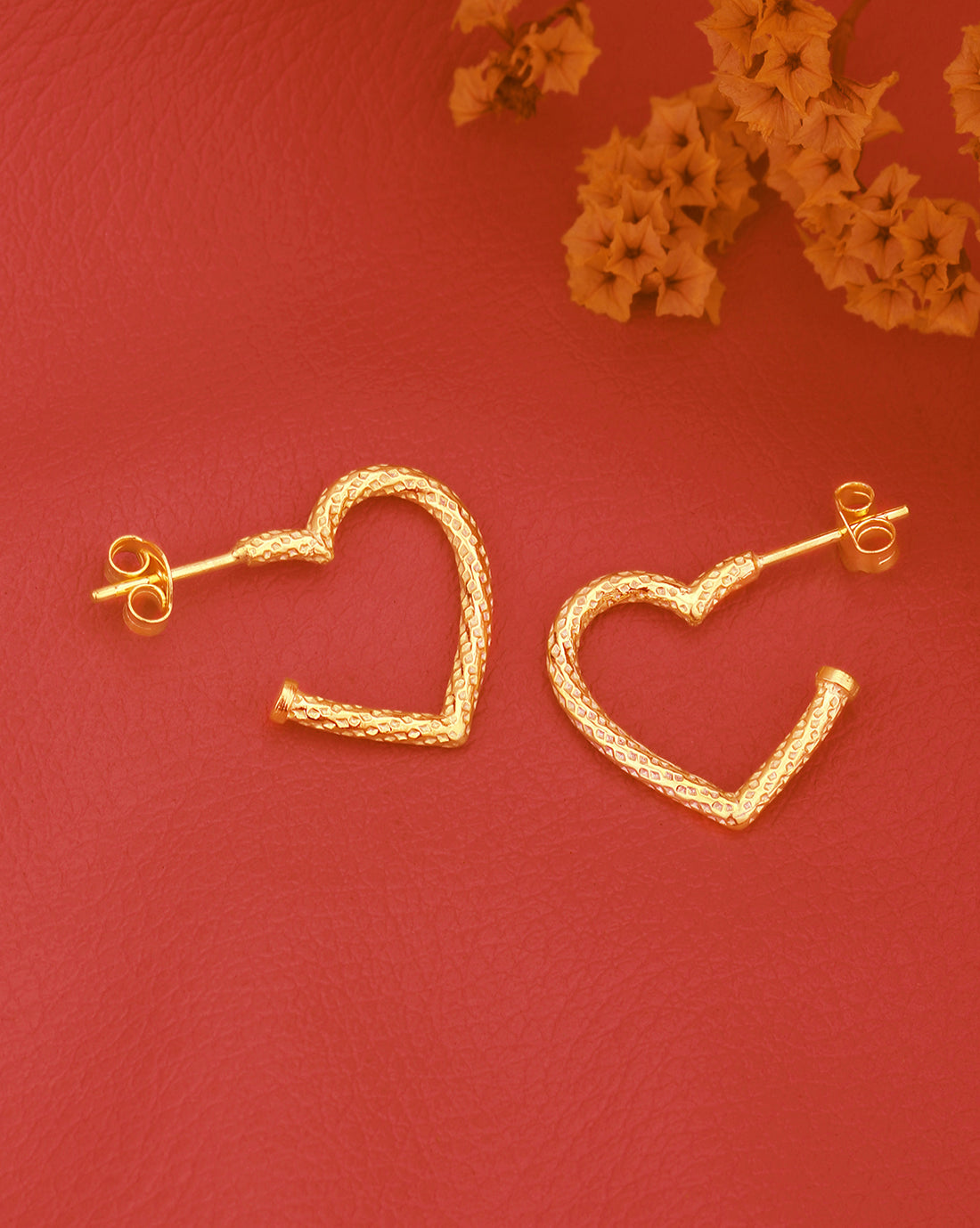 18kt Gold Plated Heart Half Hoop Earring