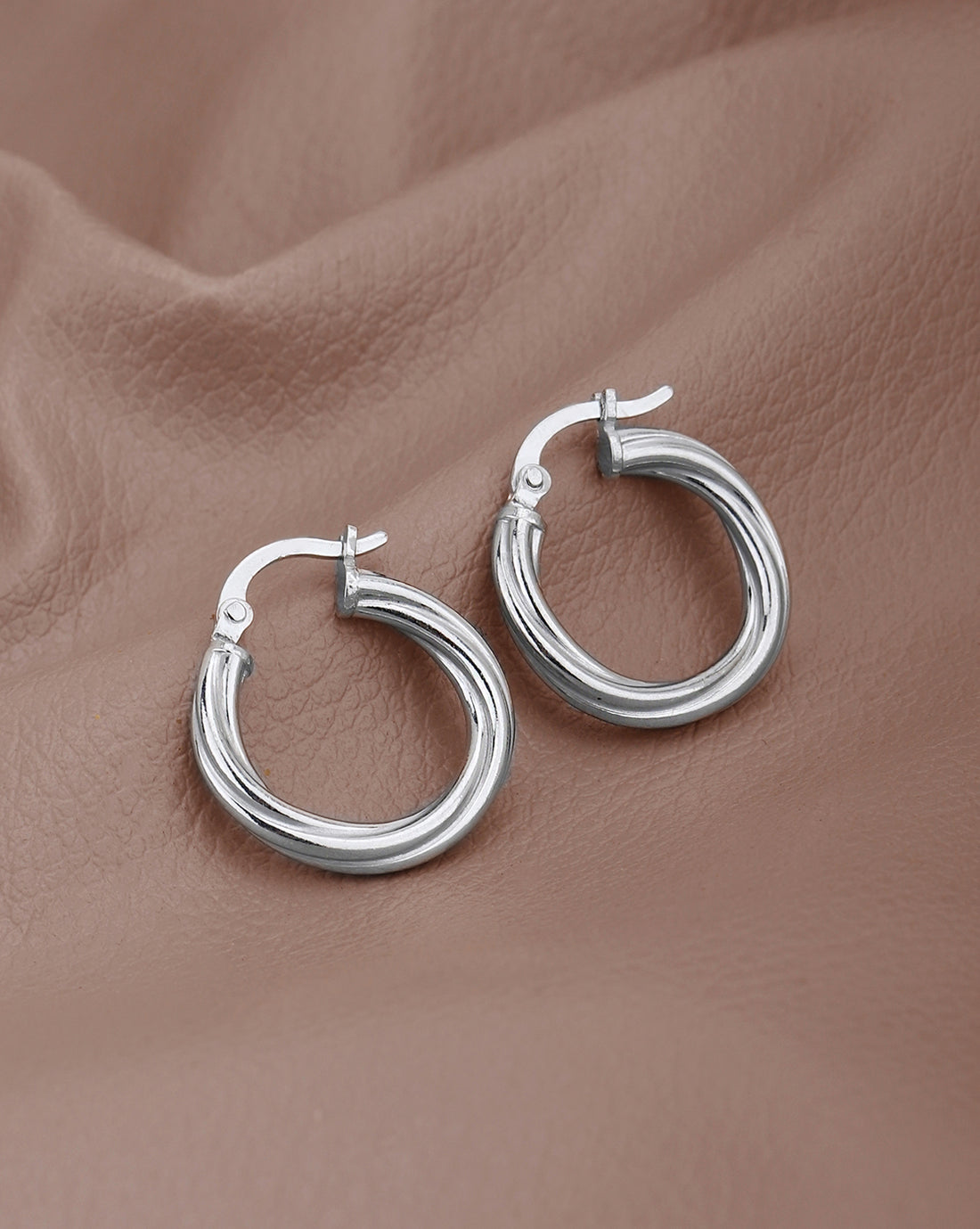 Rhodium Plated Fancy Hoop Earring
