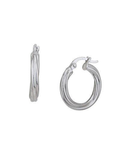 Rhodium Plated Fancy Hoop Earring