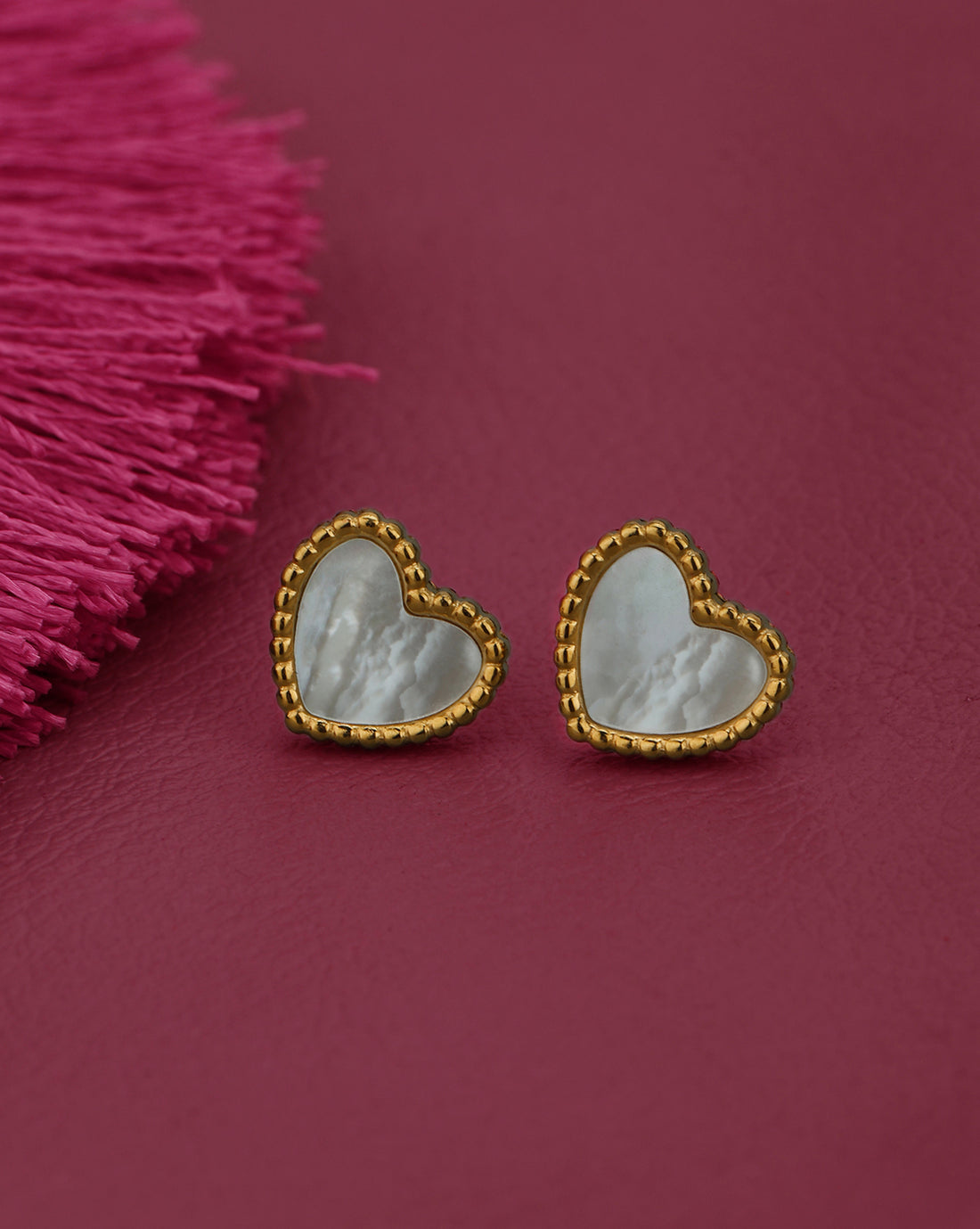 18kt Gold Plated Stainless Steel Heart Shell Stud Earring