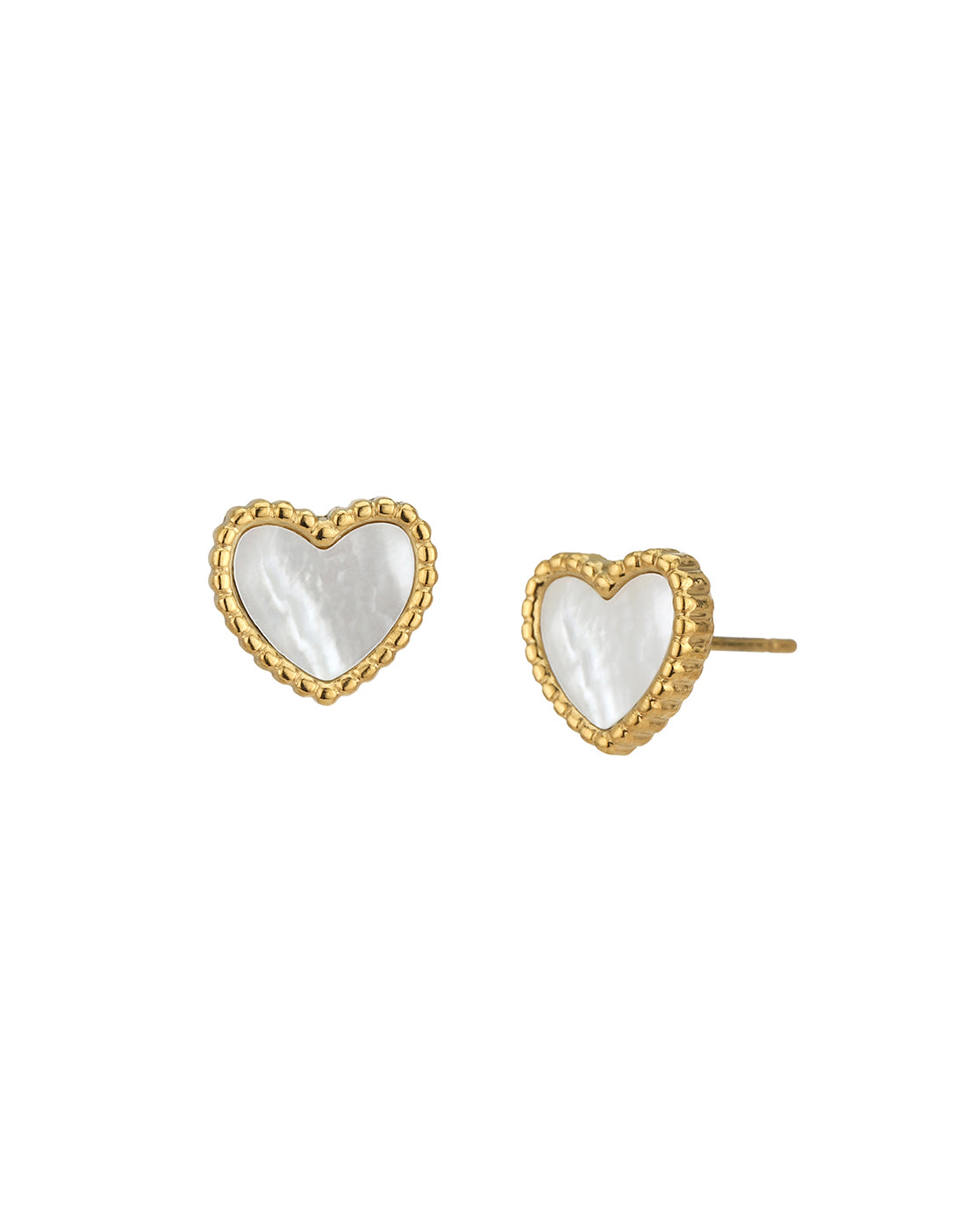18kt Gold Plated Stainless Steel Heart Shell Stud Earring