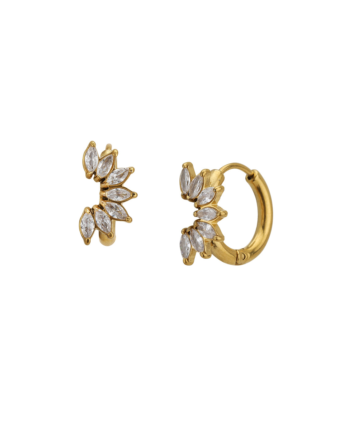 18kt Gold Plated Stainless Steel CZ Hoop Earring