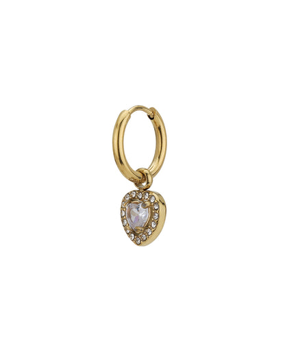 18kt Gold Plated Stainless Steel CZ Heart Hoop Earring