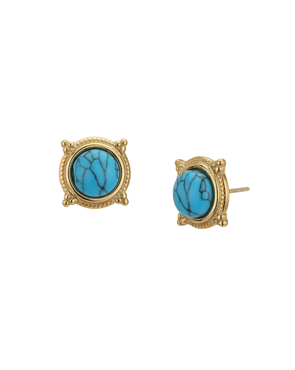 18kt Gold Plated Stainless Steel Turquoise Studded Stud Earring
