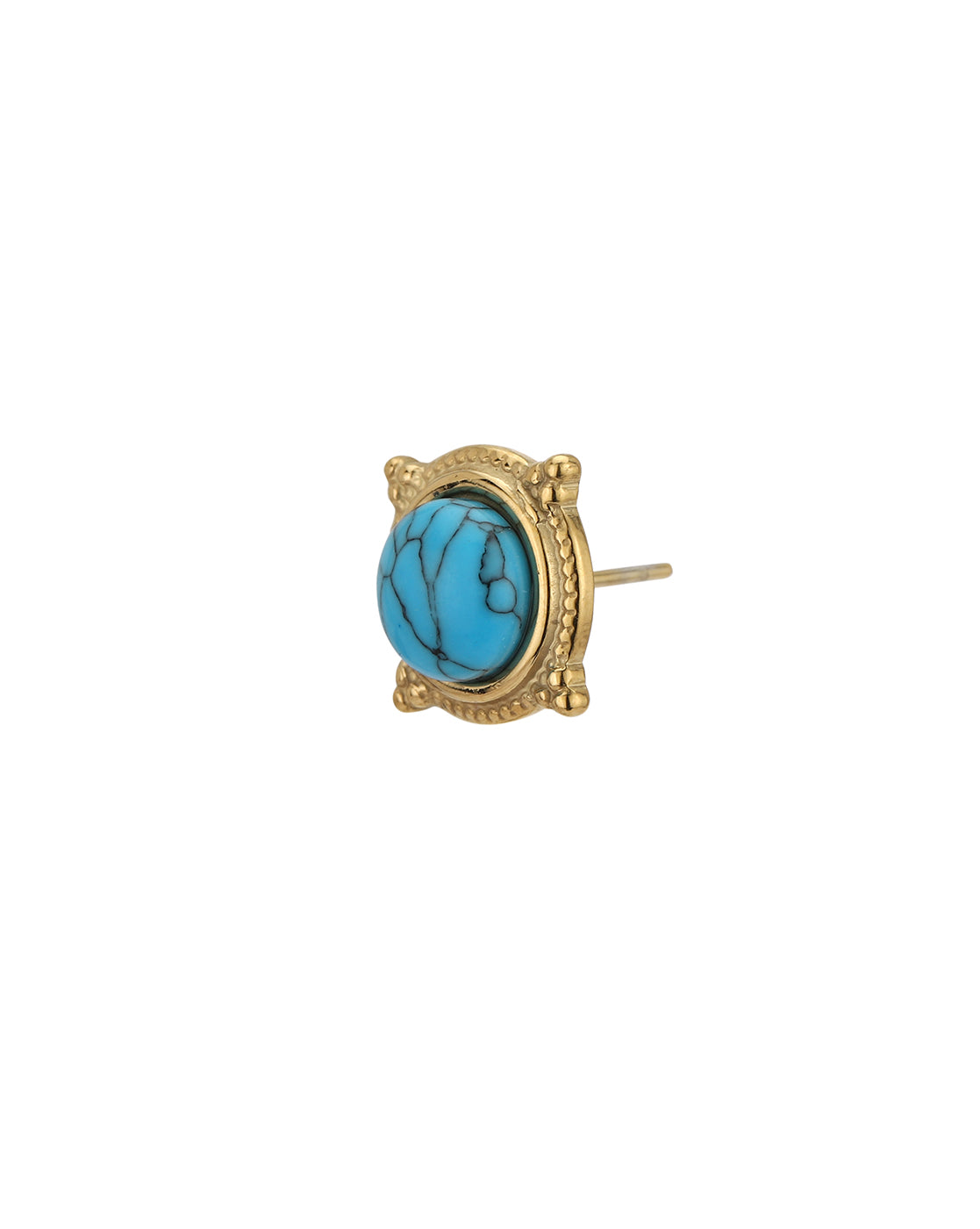 18kt Gold Plated Stainless Steel Turquoise Studded Stud Earring