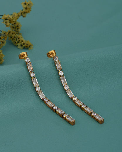 18kt Gold Plated Stainless Steel CZ Drop Earring