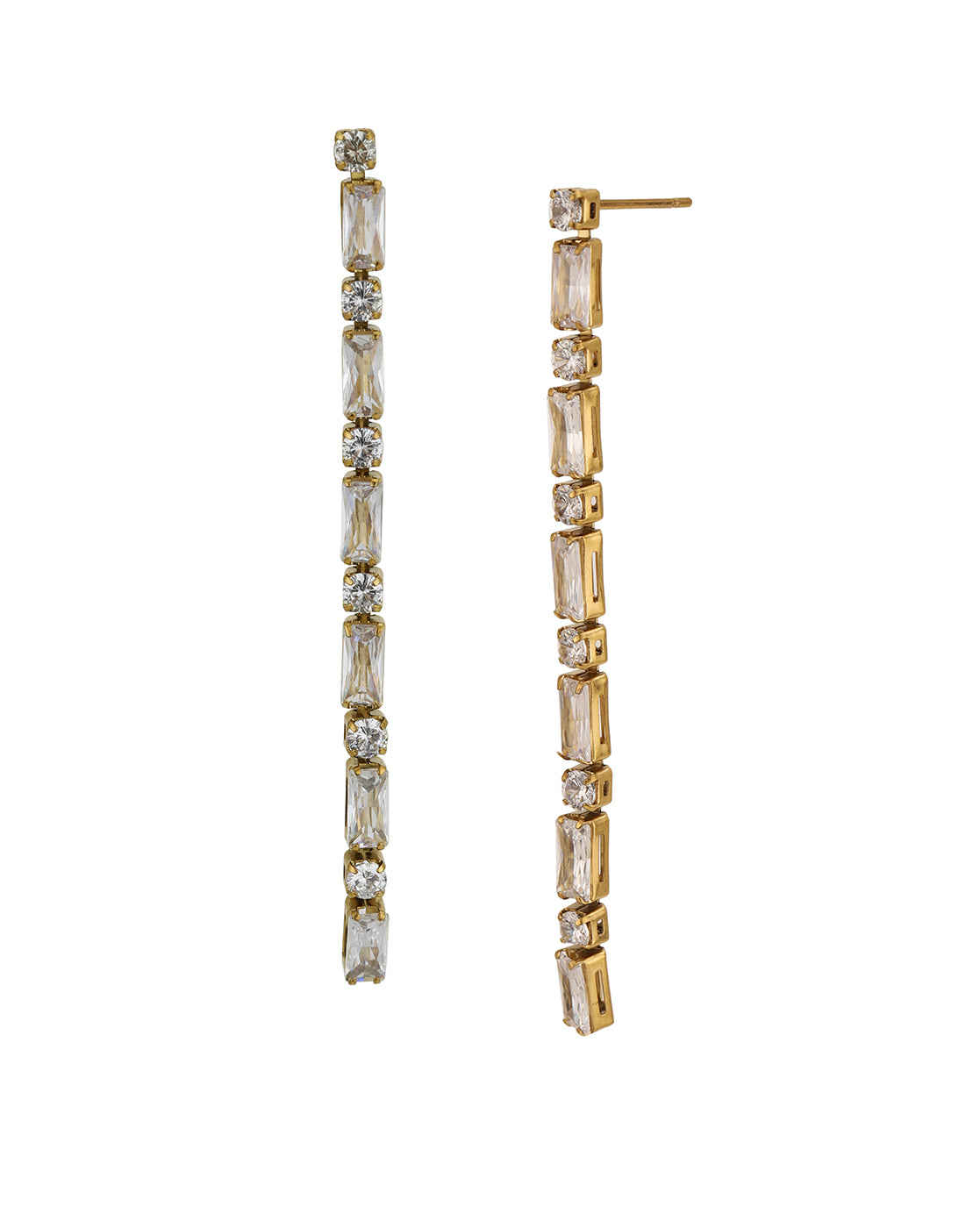 18kt Gold Plated Stainless Steel CZ Drop Earring