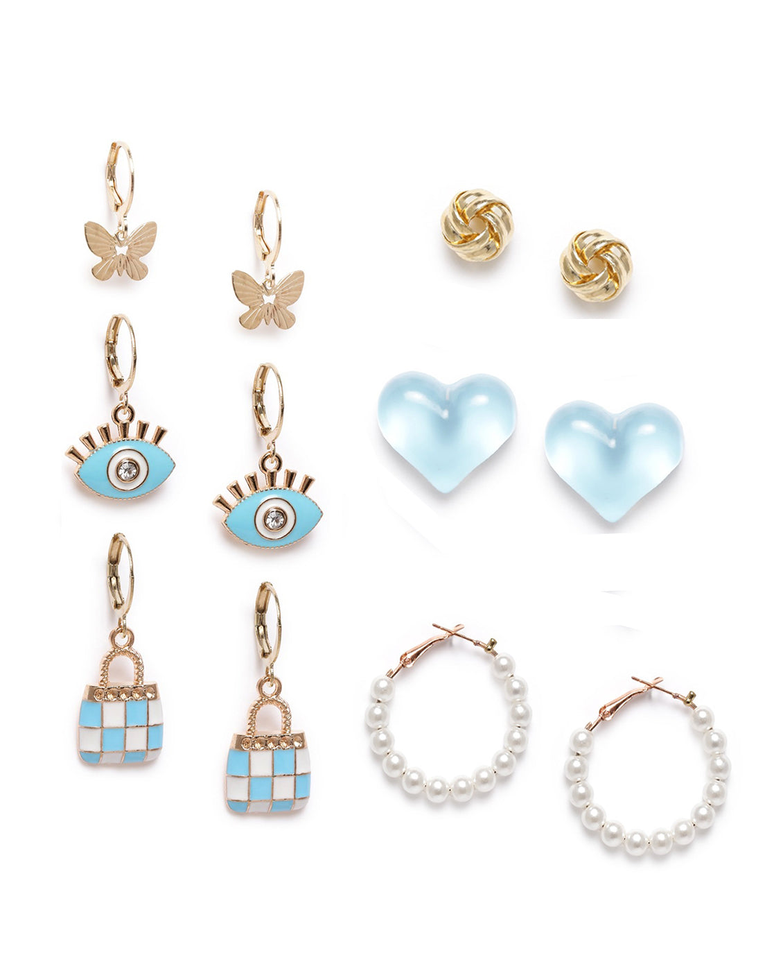 Set of 6 GENZ Gold Plated Multipack Stud &amp; Hoop Earring Set