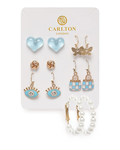 Set of 6 GENZ Gold Plated Multipack Stud &amp; Hoop Earring Set