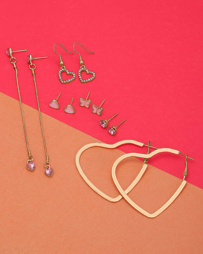 Set of 6 GENZ Gold Plated CZ Multipack Stud Hoop &amp; Drop Earring Set