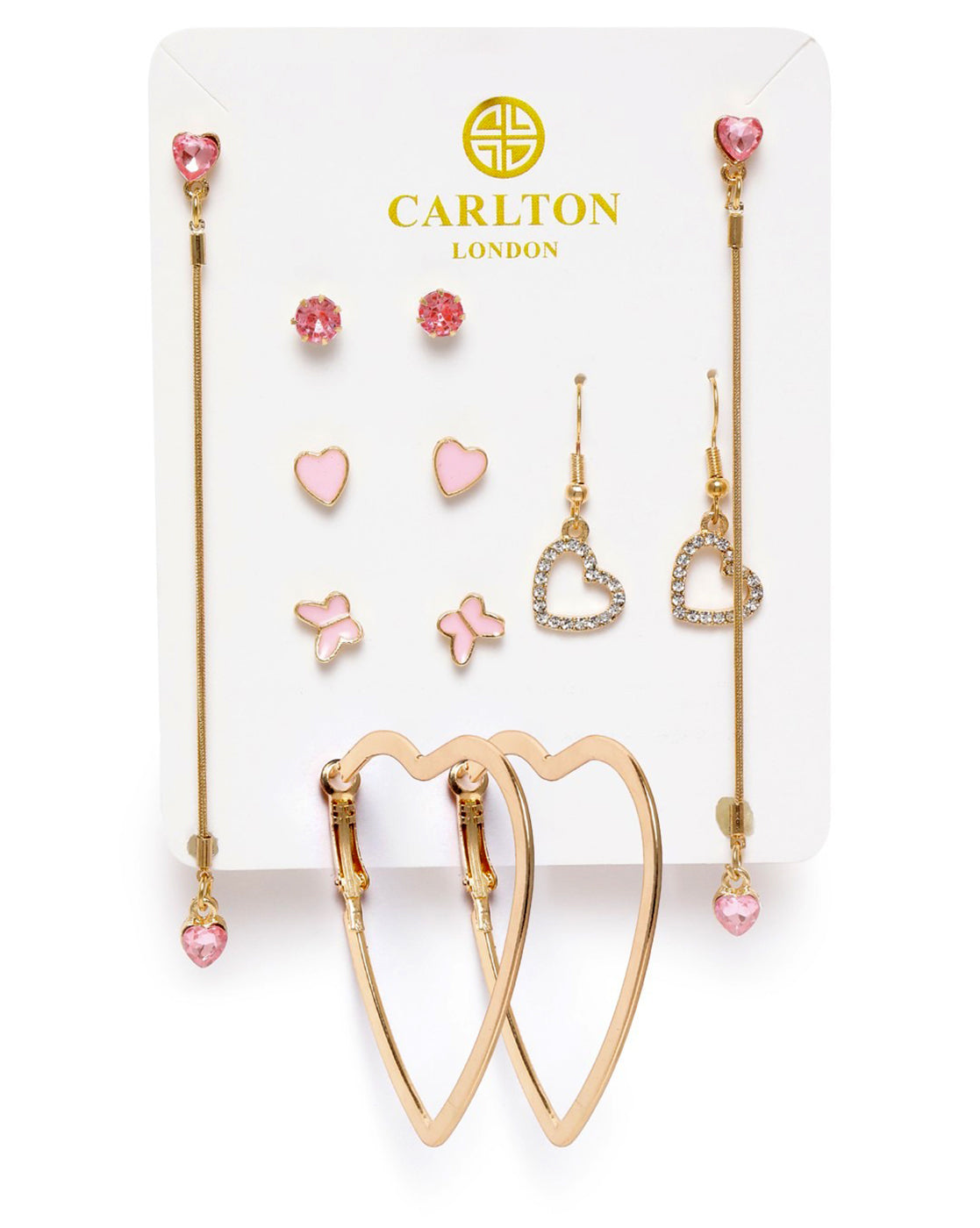 Set of 6 GENZ Gold Plated CZ Multipack Stud Hoop &amp; Drop Earring Set