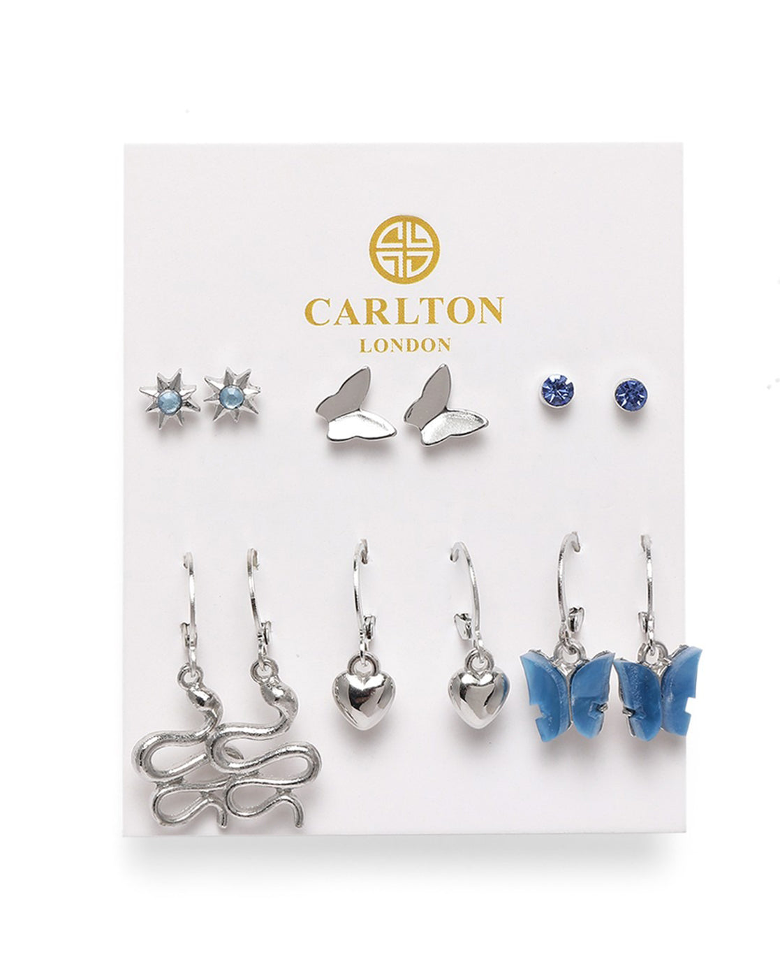 Set of 6 GENZ Silver Plated CZ Multipack Stud &amp; Hoop Earring Set