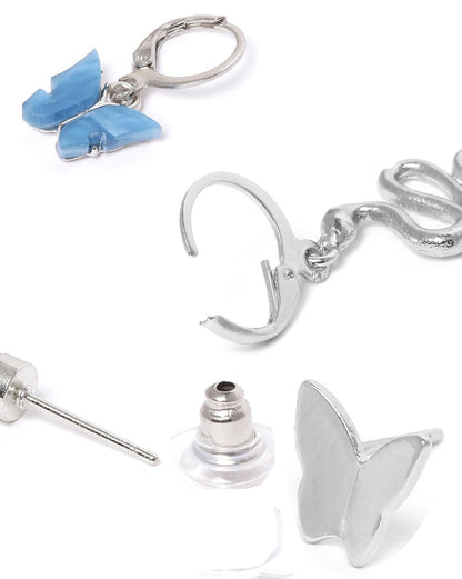 Set of 6 GENZ Silver Plated CZ Multipack Stud &amp; Hoop Earring Set