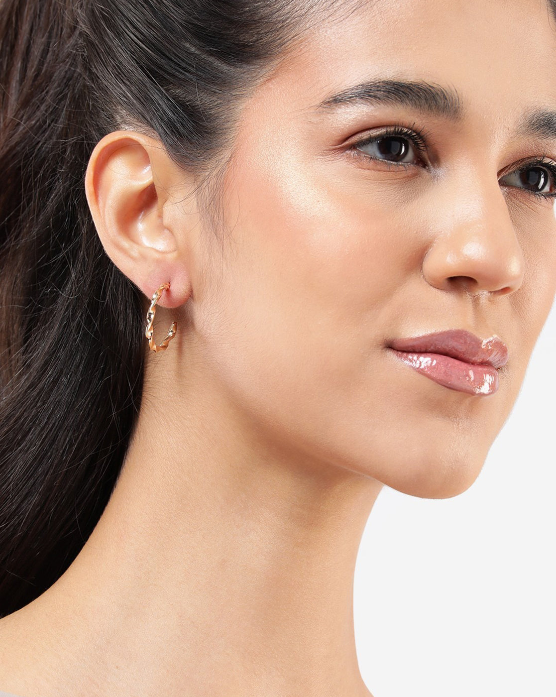 Set of 9 Two Tone CZ &amp; Pearl Multipack Half Hoop &amp; Stud Earring Set