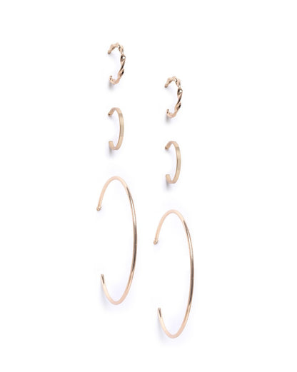 Set of 9 Two Tone CZ and Pearl Hoop &amp; Stud Multipack Earring Set