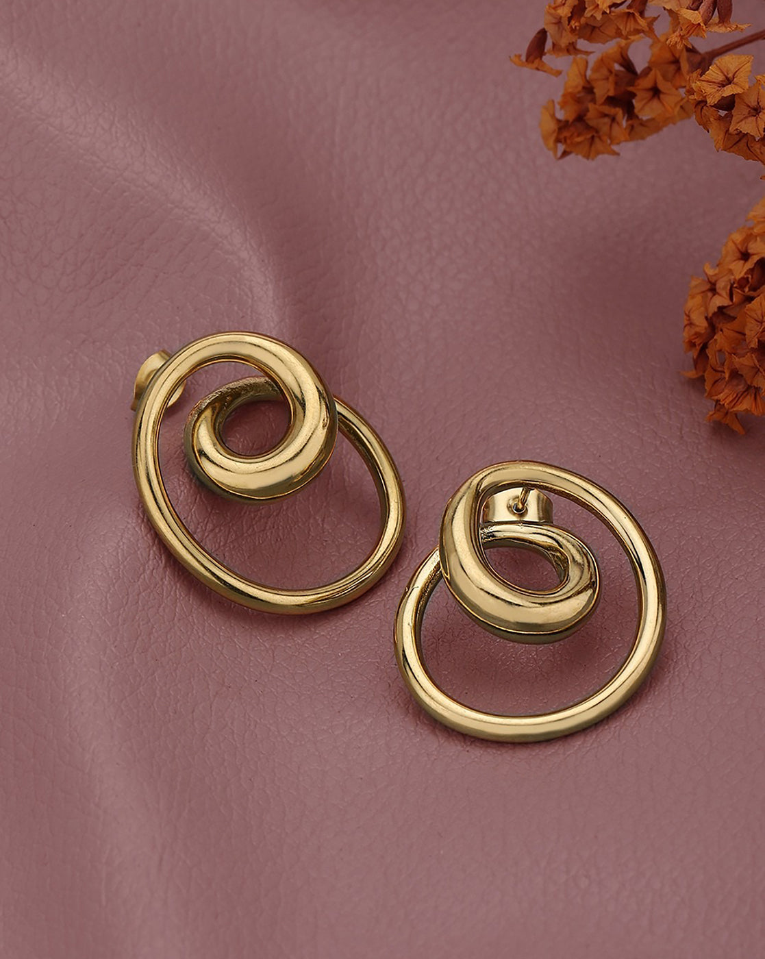 Gold Plated Fibonacci spiral Stud Earring
