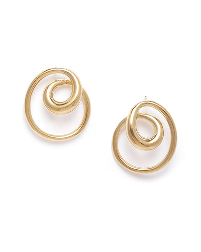 Gold Plated Fibonacci spiral Stud Earring